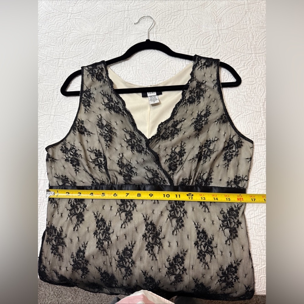 Studio 1940 Dress Sz 16 Black Lace Floral Slip Empire Waist Whimsigoth Y2K - Picture 9 of 11